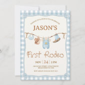Plaid Blauwe waslijn Western Rodeo 1e verjaardag Kaart (Voorkant)