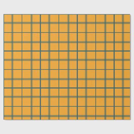 Plaid blauwgroen en mosterd cadeaupapier (Vlak)