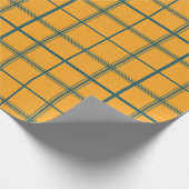 Plaid blauwgroen en mosterd cadeaupapier (Hoek)