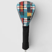 Plaid Blauwgroen Rood Geel Wit Golfheadcover (Voorkant)