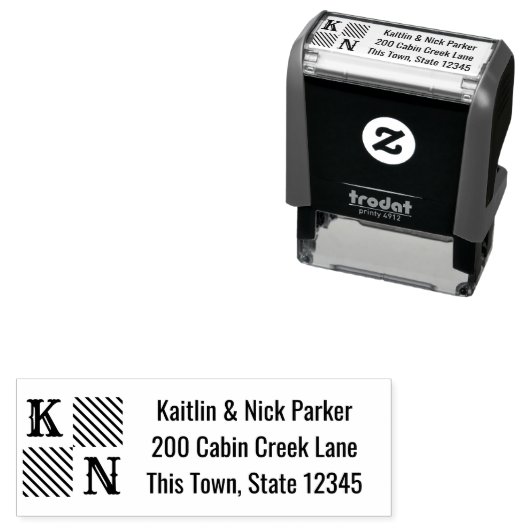 Plaid Block Monogram Zelfinktende Stempel (In situ)