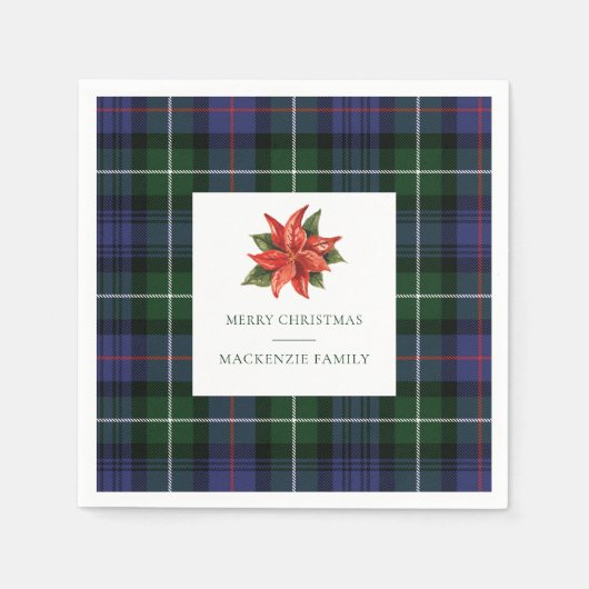 Plaid Bloemen Rustiek Botanische Kerst Tartan Servet (Voorkant)