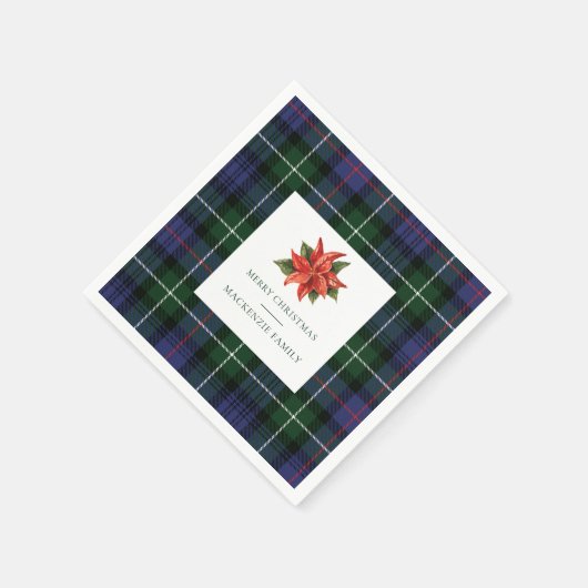 Plaid Bloemen Rustiek Botanische Kerst Tartan Servet (Hoek)
