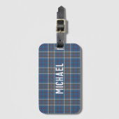 Plaid Blue Grey Checkered Custom Thompson Tartan Bagagelabel (Voorkant (verticaal))