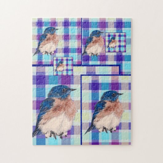Plaid Bluebird Puzzel (Verticaal)