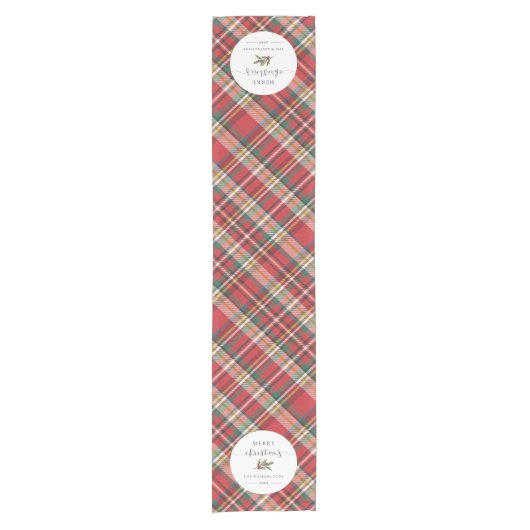 Plaid Boerderij Rode Check Rustieke Vrolijke Kerst Korte Tafelloper (Voorkant)