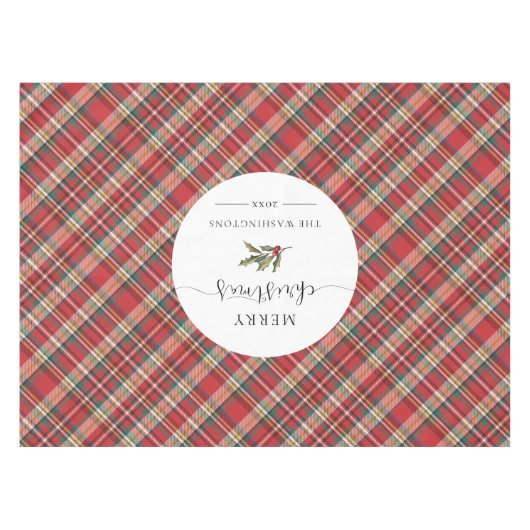 Plaid Boerderij Rode Check Rustieke Vrolijke Kerst Tafelkleed (Voorkant (Horizontaal))