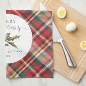 Plaid Boerderij Rode Check Rustieke Vrolijke Kerst Theedoek (Quarter Fold)