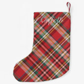 Plaid Boerderij Script Red Check Vakantie Custom Kleine Kerstsok (Achterkant)