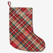 Plaid Boerderij Script Red Check Vakantie Custom Kleine Kerstsok (Voorkant)