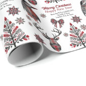 Plaid Boho Kerst Afbeeldingen Cadeaupapier (Rol Hoek)
