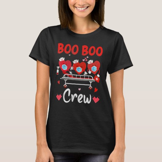 Plaid Boo Boo Crew Valentine's Day Heart Nurse Wea T-shirt (Voorkant)