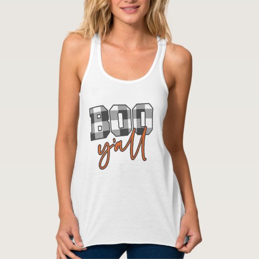 Plaid Boo Y'all Fun Halloween Tanktop (Voorkant)
