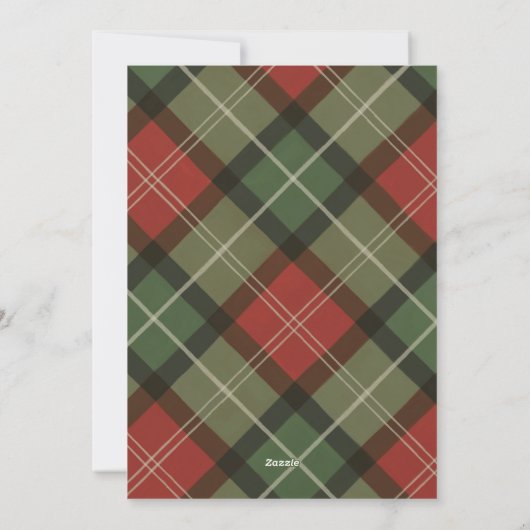 Plaid Border Christmas and New Year Photo Card Feestdagenkaart (Achterkant)