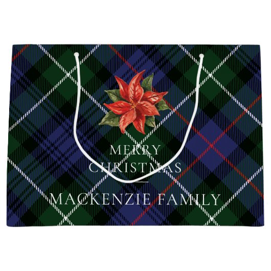 Plaid Botanische Bloemen Rustiek Kerst Tartan Groot Cadeauzakje (Voorkant)