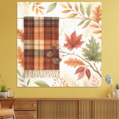 Plaid Botanische Herfst Wall Art Canvas Afdruk (Insitu (Woonkamer))
