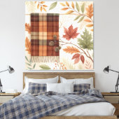 Plaid Botanische Herfst Wall Art Canvas Afdruk (Insitu (Slaapkamer))