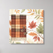 Plaid Botanische Herfst Wall Art – Herfstbladeren