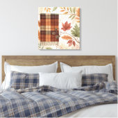 Plaid Botanische Herfst Wall Art – Herfstbladeren Canvas Afdruk (Insitu (Slaapkamer))