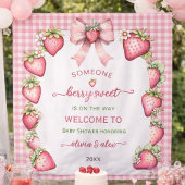 Plaid bow berry sweet baby shower backdrop  wandkleed