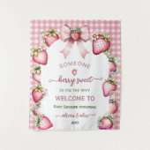 Plaid bow berry sweet baby shower backdrop  wandkleed (Voorkant)