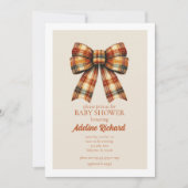 Plaid Bow Herfst Baby shower Uitnodiging (Voorkant)
