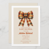 Plaid Bow Herfst Baby shower Uitnodiging (Voorkant / Achterkant)