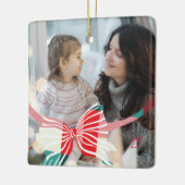 Plaid Bow Jaarlijkse Keepsake Foto's Kerstmis Keramisch Ornament (Links)