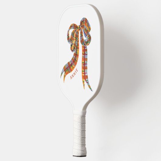 Plaid Bow Nostalgische gepersonaliseerde Picklebal Pickleball Paddle (Links)