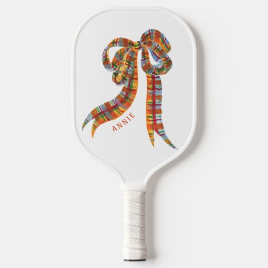 Plaid Bow Nostalgische gepersonaliseerde Picklebal Pickleball Paddle (Voorkant)