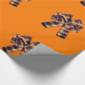 Plaid Bow op Oranje inpakpapier (Hoek)