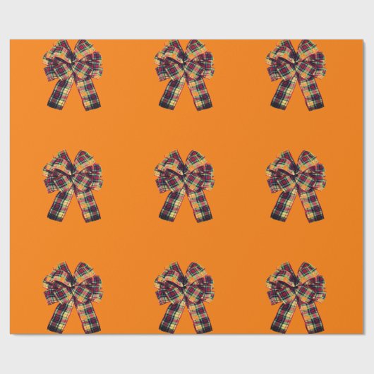 Plaid Bow op Oranje inpakpapier (Vlak)