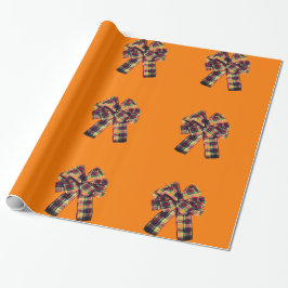 Plaid Bow op Oranje inpakpapier
