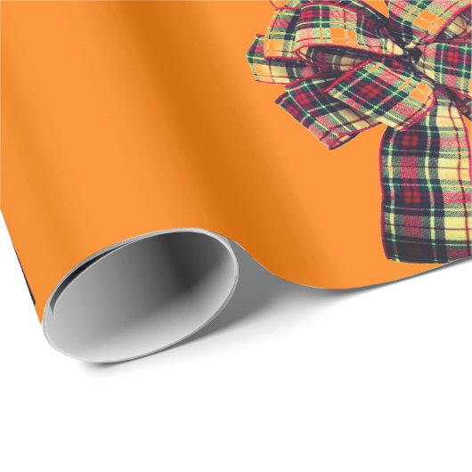 Plaid Bow op Oranje inpakpapier (Rol Hoek)