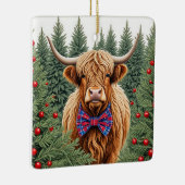 Plaid Bow Stropdas Highland Koe Kerstversiering –  Keramisch Ornament (Rechts)