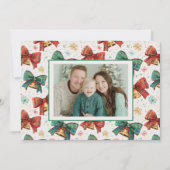 Plaid Bows Bells Foto Kerst Kaart (Voorkant)