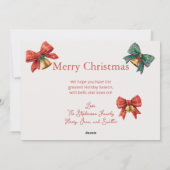 Plaid Bows Bells Foto Kerst Kaart (Achterkant)