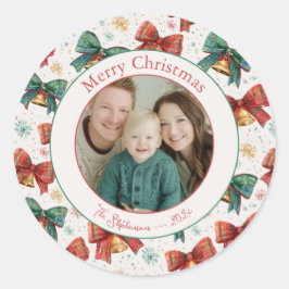 Plaid Bows Bells Foto Kerst sticker