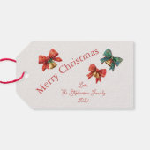 Plaid Bows Bells Foto Kerstmis Cadeaulabel (Achterkant Horizontaal)