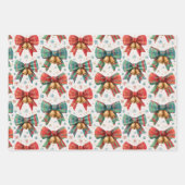 Plaid Bows Bells Retro Kerstmis Inpakpapier Vel (Voorkant 3)