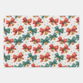 Plaid Bows Bells Retro Kerstmis Inpakpapier Vel (Voorkant 2)