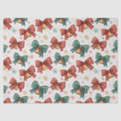 Plaid Bows Bells Retro Kerstmis Tissuepapier (Voorkant)