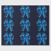Plaid Bows op blauw inpakpapier (Vlak)