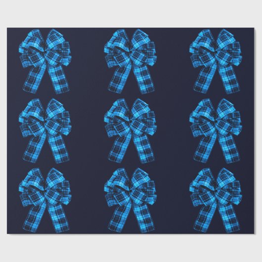 Plaid Bows op blauw inpakpapier (Vlak)