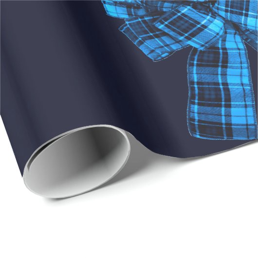 Plaid Bows op blauw inpakpapier (Rol Hoek)