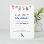 Plaid Boy Clothesline Baby shower Uitnodiging (Staand voorkant)