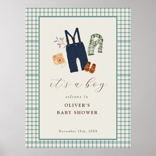  Plaid Boy Kleding Baby shower Welkom Poster (Voorkant)