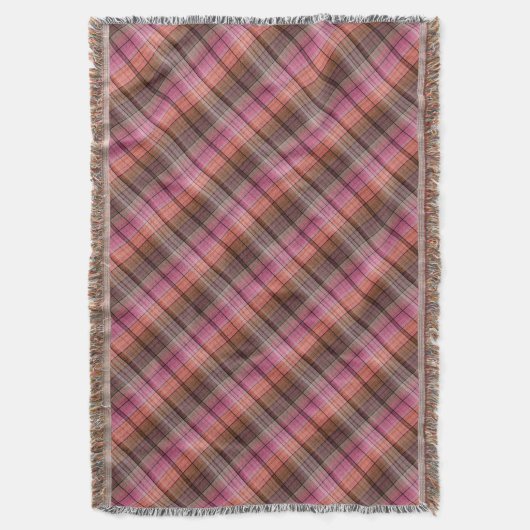 Plaid. Bruine roze vlecht. Deken (Voorkant Verticaal)