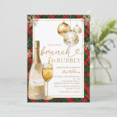 Plaid Brunch and Bubbly Gold Bridal Shower Kaart (Staand voorkant)