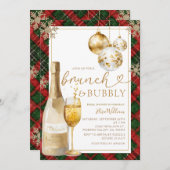 Plaid Brunch and Bubbly Gold Bridal Shower Kaart (Voorkant / Achterkant)